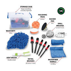 16 Piece Auto Detailing Kit with Drill Brushes